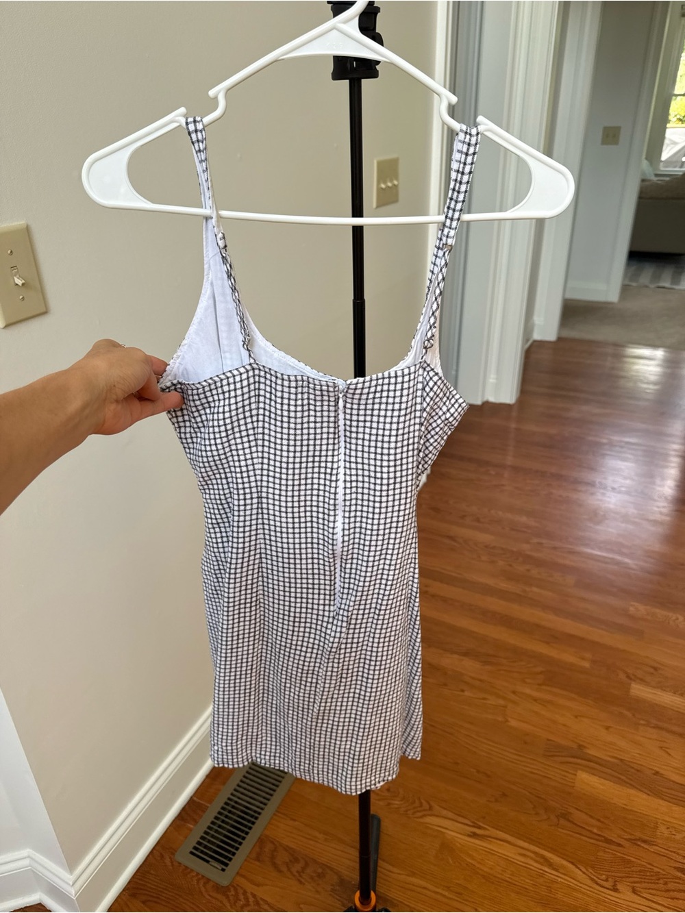 Gingham Tie-Waist Sundress in Navy and White - Picture 5 of 6